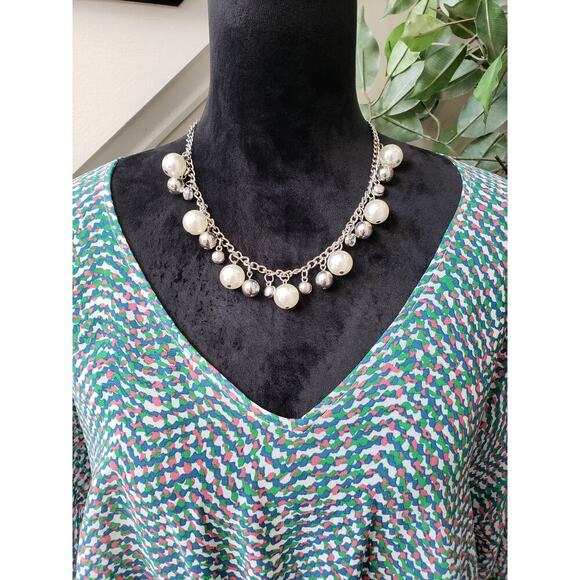 CAbi Tunic Top Womens Medium Multi Printed Arts Sheer Kimono Sleeve Tie Waisted - Picture 2 of 12